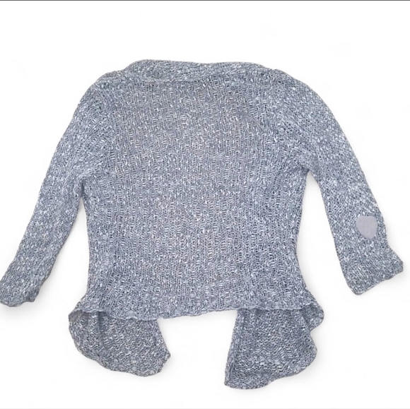 Eileen Fisher Gray-Blue Open Front Knit Cardigan Heart on Sleeve Size XS - Picture 2 of 11